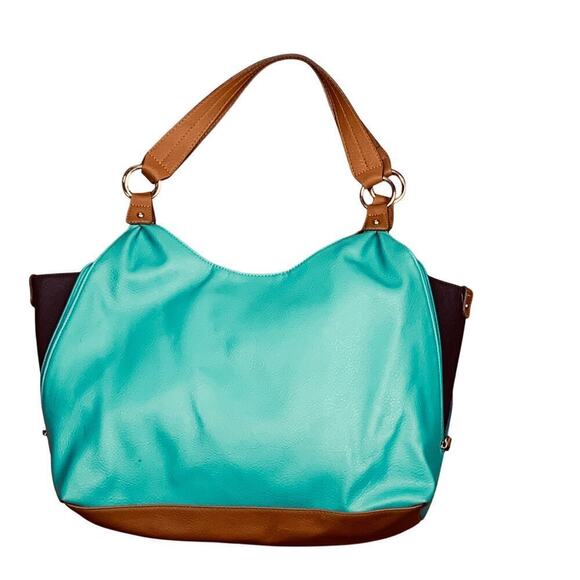 Rosetti Teal Navy Brown Colorblock Shoulder Bag - Picture 4 of 9